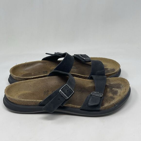 Birkenstock Sierra Sandals Womens 9 EU 40 Black Oiled Leather 2 Strap Casual - Picture 1 of 15